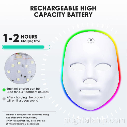7 lâmpada de máscara facial de LED colorida